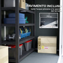 Casetta Box da Giardino 240x130 cm con Pavimento 2 Porte con Blocco e Finestra in Resina Grigio  