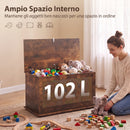 Cassapanca Contenitore 102 L 80x40x45 cm con Coperchio di Sicurezza in Truciolato Marrone Rustico      