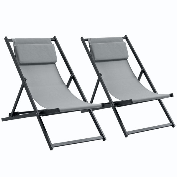 Set 2 Sedie Sdraio 96,5x58x91,5 cm in Alluminio Grigio acquista