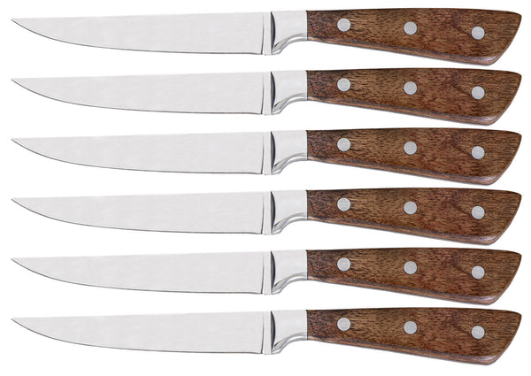 acquista Walker Set mit 6 Tafelmessern mit glatter Klinge aus Holz und Edelstahl