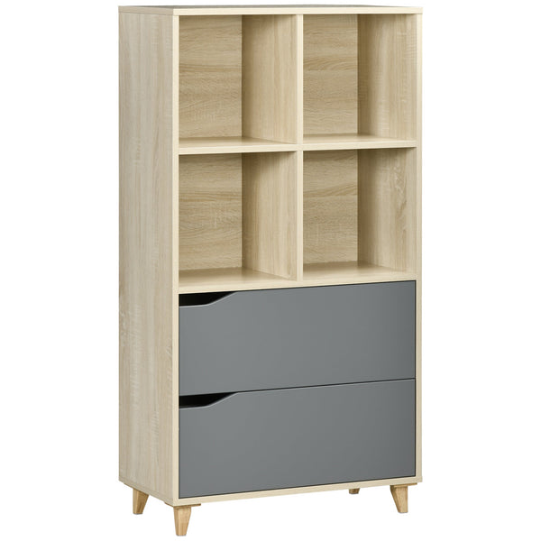 Libreria con 2 Cassetti 70,2x35x130 cm in Truciolato e MDF Naturale e Grigio sconto