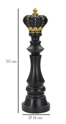 Re da Scacchi 14x50x14 cm in Poliresina Nero/Oro