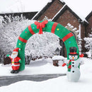 Arco Gonfiabile Natalizio 300x90x240 cm con Babbo Natale e Pupazzo di Neve 5 LED da Esterno in Poliestere      
