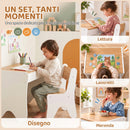 Set Tavolo Bambini 3-8 Anni con Sedia e Cassetto 69,5x45x51 cm con Bordi Arrotondati in Truciolato e MDF Bianco      