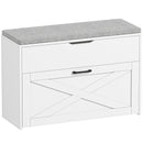 Panca Scarpiera 80x30x55 cm per 8 Paia di Scarpe con Cassetto Ribaltabile e Contenitore Bianco      