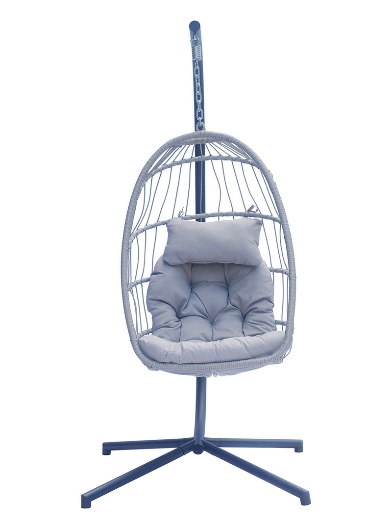 Amaca Dondolina da Giardino 96x198x115 cm in Corda e Alluminio Grigio e Antracite