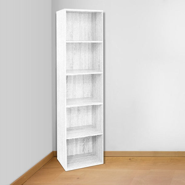 Säulenregal 40 x 29 x 172 H cm aus platzsparendem Holz mit 5 weißen Regalen acquista