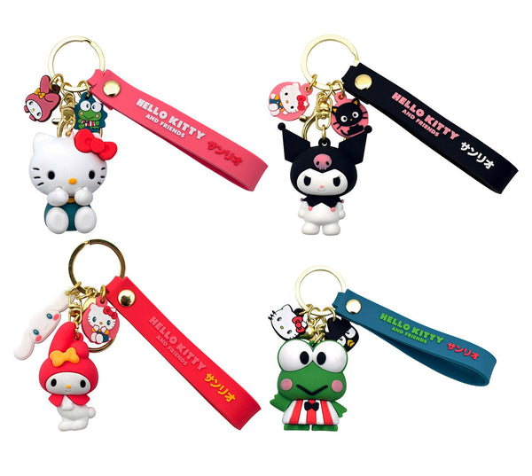 Set 24 Portachiavi Hello Kitty e Friends 3D in Silicone per Bambini Varie Colorazioni sconto