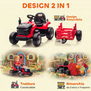 Trattore Elettrico per Bambini 3-8 Anni con Rimorchio Staccabile Telecomando Musica Luci Rosso      