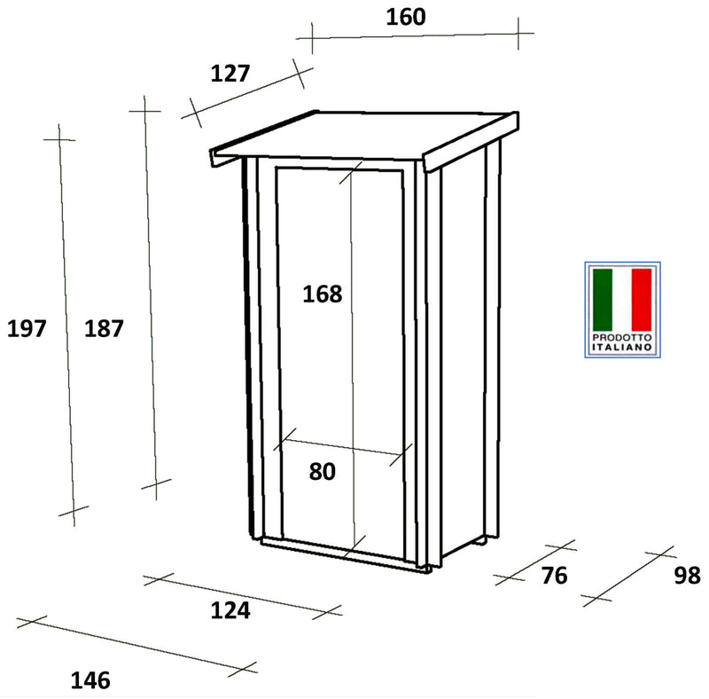 Casetta Box da Giardino per Attrezzi 146x98 cm con Porta Finestrata in Legno Naturale