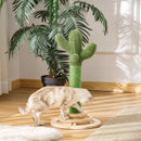 Albero Tiragraffi a Cactus per Gatti 32x32x60 cm in Corda Sisal e Palline in Legno Verde