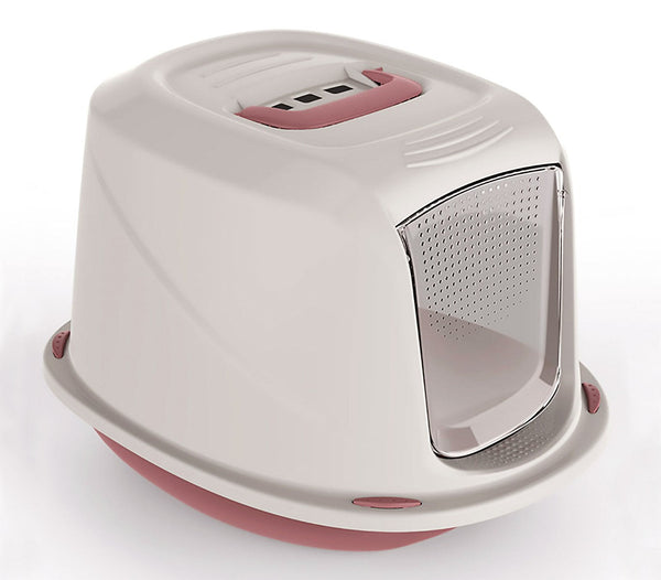 sconto Geschlossene Katzentoilette Galaxy 45x36x31,5 cm mit pinkem Aktivkohlefilter