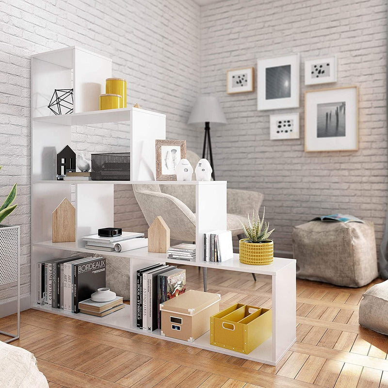 Libreria 145x29x145 cm 9 Ripiani in Melamina Bianco