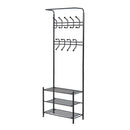Appendiabiti Panchina per Ingresso con Scarpiera in Acciaio Nero 67x30x185 cm 