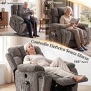 Poltrona Elettrica Alzapersona Reclinabile 155° 98x99x104 cm con Massaggio 8 Punti e Riscaldamento in Ciniglia Grigio Chiaro      