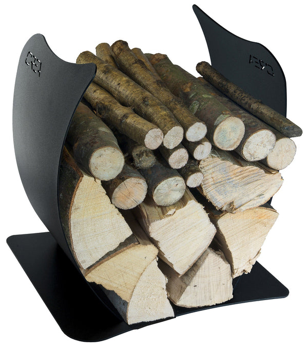Portalegna per Camino da Interno 400x375x345 cm in Acciaio Crea Onda Nero sconto