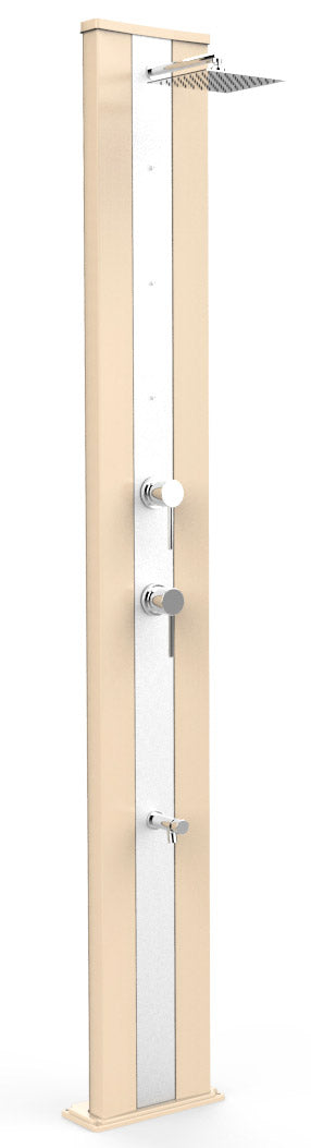 Doccia Solare da Giardino 40L Miscelatore Nebulizzatore e Lavapiedi Arkema Dada S Fascia Inox Champagne Bronze online