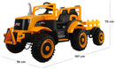Trattore Elettrico per Bambini 12V con Rimorchio Kidfun Rural Arancione