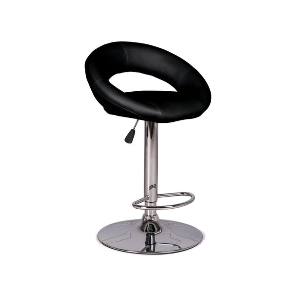 prezzo Hocker mit verchromter Sitzfläche aus schwarzem Kunstleder 53x48x80/96 cm Stones Kolby Om/127/N