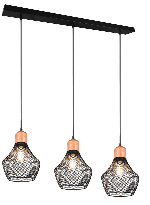 acquista Lampada a Sospensione da Interno Attacco E27 in Metallo Nero Opaco