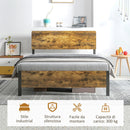 Struttura Letto Matrimoniale 149x207x104 cm in Truciolato con Testiera e Pediera Marrone