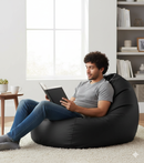 Poltrona a Sacco Pouf in Similpelle Nera Avalli