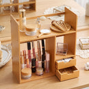 Organizer da Scrivania Reversibile 48x19,5x46 cm con 2 Cassetti Portaoggetti Multifunzionale in Bambù      