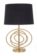 Lampada da Tavolo Glam Fluy Ø40x60,5 cm in Ferro Plastica e Poliestere Nero e Oro