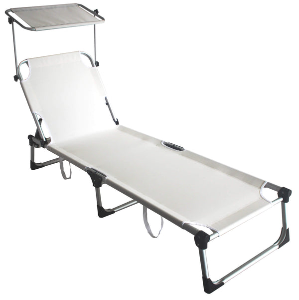 Klappbare Garten-Sonnenliege aus Aluminium mit Ranieri Mykonos White Baldachin sconto