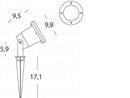 Faro Faretto con Picchetto Ip44 Gu10 50W 220V Colore Nero per Esterno Linea Spot Sovil