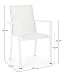 Set 4 Sedie da Giardino 56,2x60x88h cm con Braccioli Konnor Bianco