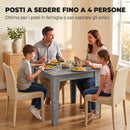 Tavolo da Pranzo Quadrato per 4 Persone 80x80x75 cm in Truciolato Grigio Effetto Legno      