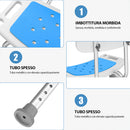 Sedia da Doccia con Schienale per Anziani Disabili Altezza Regolabile Max 130 kg Bianco e Blu      