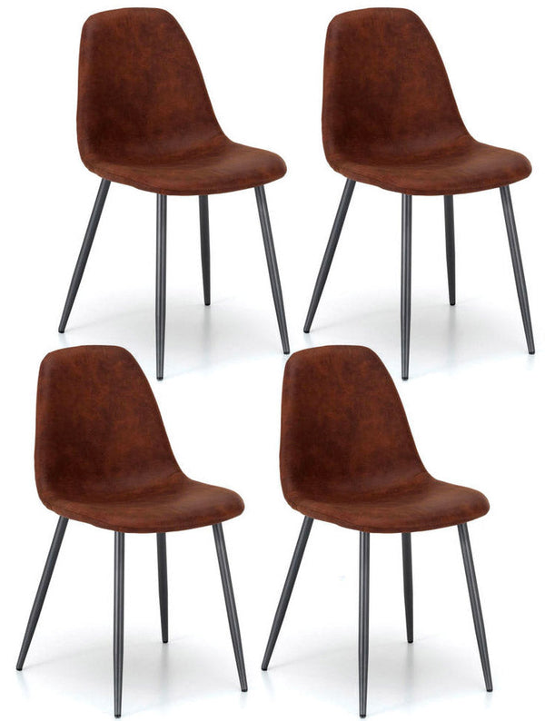 acquista Set 4 Sedie 44x50xH84 cm in Similpelle Brigitte Marrone