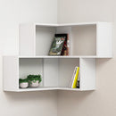 Mensola Scaffale Angolare da Parete 70x20x62 cm a 2 Ripiani Salvaspazio in Legno Bianco      