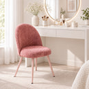Set 2 Sedie da Pranzo 51x54x84 cm con Seduta Imbottita e Gambe in Metallo in Velluto Rosa      