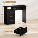 Scrivania Moderna Salvaspazio 100x40x75 cm con 3 Cassetti e Ripiano Aperto in Truciolato Nero      