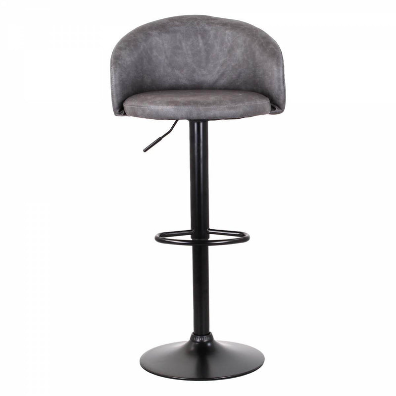 Set 2 Sgabelli 51x44x60/80 cm in Similpelle Base Nera Grigio