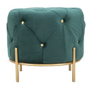 Puff Diamond Glam Verde Ø45x40 cm in Ferro e MDF e Spugna e Poliestere Verde e Oro