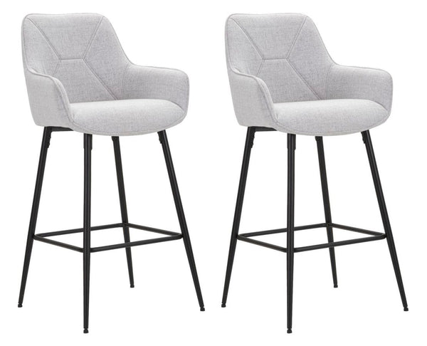 Set 2 Sgabelli Bar 55x109x55 cm in Tessuto Grigio/Nero acquista