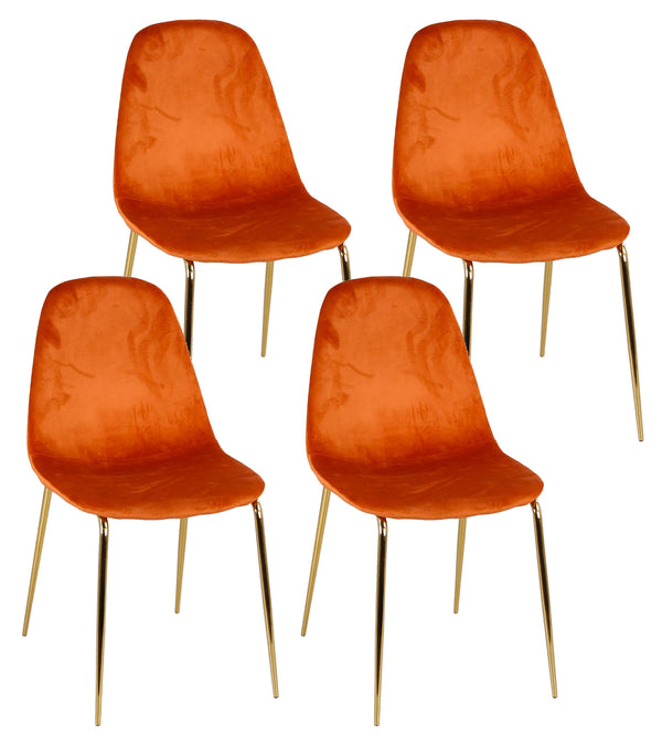 prezzo Set mit 4 gepolsterten Stühlen 44 x 55 x 86 cm in Orange und Gold Velvet