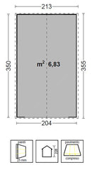 Casetta Box da Giardino per Attrezzi 204x354 cm in HDPE Venezia 3 Grigio