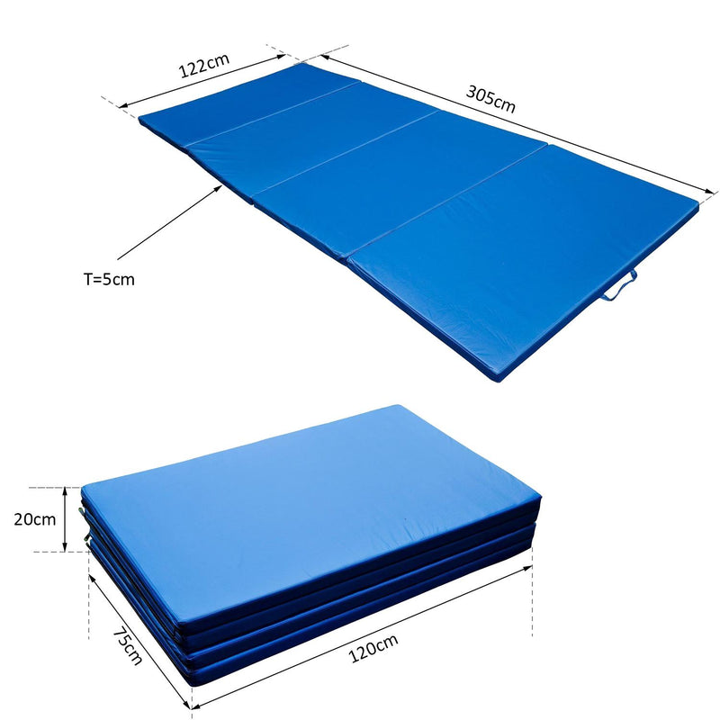 Tappetino Fitness e Yoga Pieghevole Blu 305x122x5 cm 
