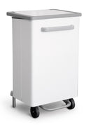 Pattumiera Per Raccolta Differenziata 47x37xh83 cm In Acciaio Verniciato a Pedale Bianco