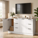 Credenza Moderna 60x30x70 cm con 3 Cassetti e Anta Soft-Close in Truciolato Bianco      