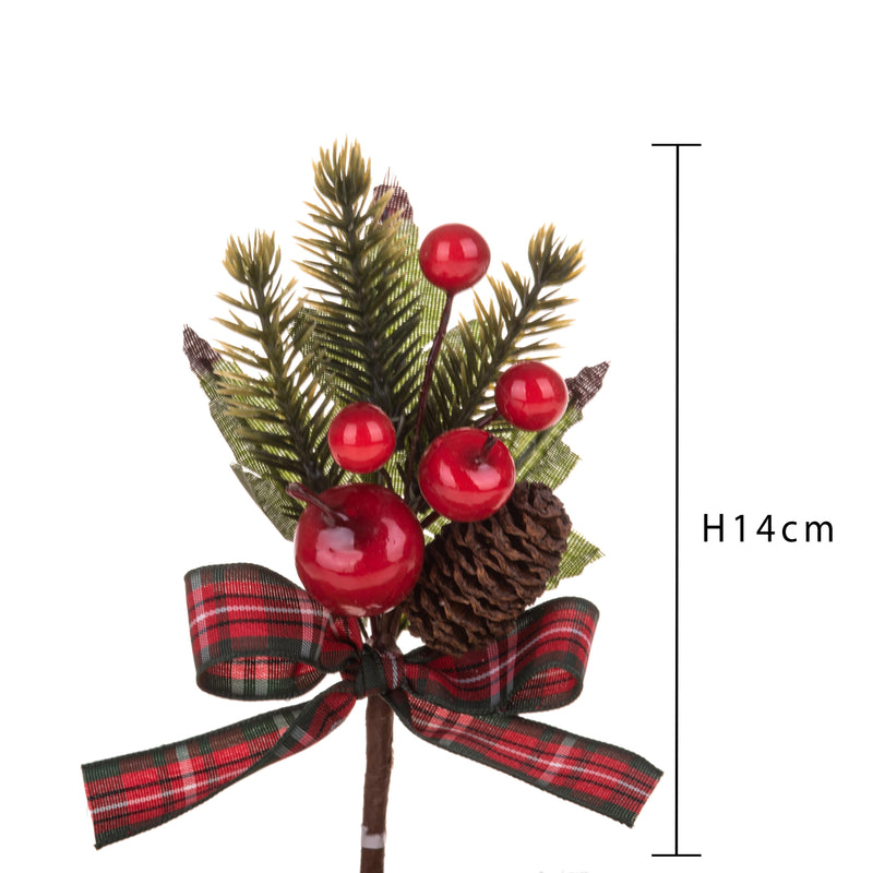 Set 24 Pick con Pigna e Melina 14 cm Rosso