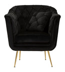 Poltrona Budapest Nera con Cuscino 88x83x91 cm in Compensato e Spugna e Ferro e Poliestere Nero      