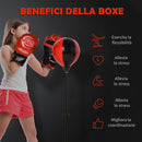Punching Ball per Bambini con Guantoni Altezza Regolabile Rosso e Nero