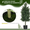 Set 2 Piante Finte di Cedro in PE con Vaso di Plastica PP 38x12,5x90 cm in Acciaio e Cemento Verde