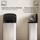 Pattumiera a Pedale da 50L con Coperchio Ammortizzato e Secchio Rimovibile in Acciaio Inox Grigio      